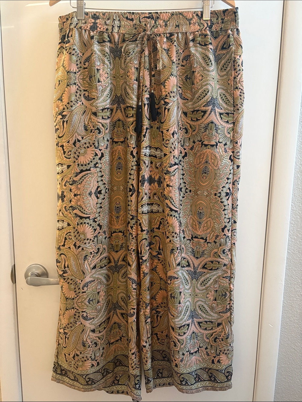 Philosophy Paisley BOHO Festival Beach Palazzo Pull On Pants SZ 1X
